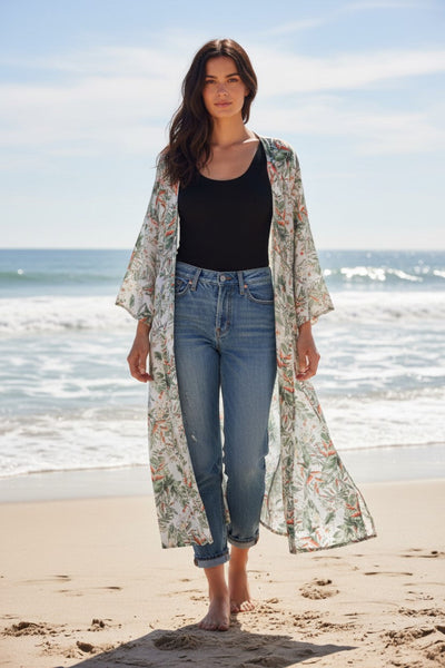 subtle-luxury-robe-duster-Bed to Brunch Kimono Robe in Blooming Paradise Print white floral