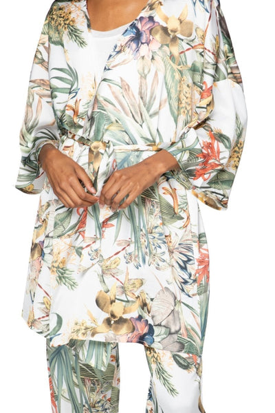Subtle Luxury robe L/XL / White / 100% Polyester Bed to Brunch Roxy Robe in Tropical Escape
