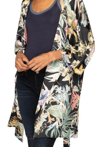 Subtle Luxury robe S/M / Black / 100% Polyester Bed to Brunch Roxy Robe in Tropical Escape
