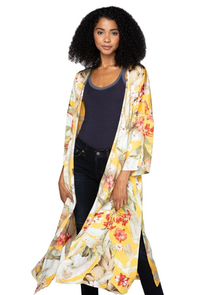 Subtle Luxury Robe S/M / Gold / 100% Poly - Mid-Weight Bed to Brunch Kimono Robe in Golden Hour Print