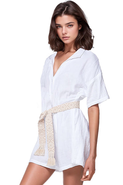 Subtle Luxury Romper S/M / White / 100% Cotton Double Gauze Double Gauze Cotton Lazy Day Romper in Solids