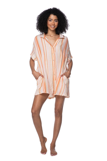 Double Gauze Lazy Day Romper in Pacific