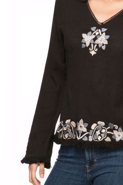 Subtle Luxury Shirts Barcelona Bell Embroidery Cotton Top