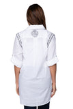 Subtle Luxury Shirts Boyfriend White Cotton Shirt with  Contrast Embroideries