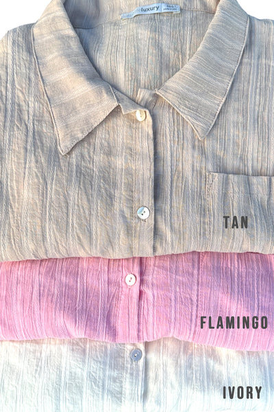 Subtle Luxury Shirts Cotton Gauze with Lurex Stripes Wanderlust Button Front Shirt