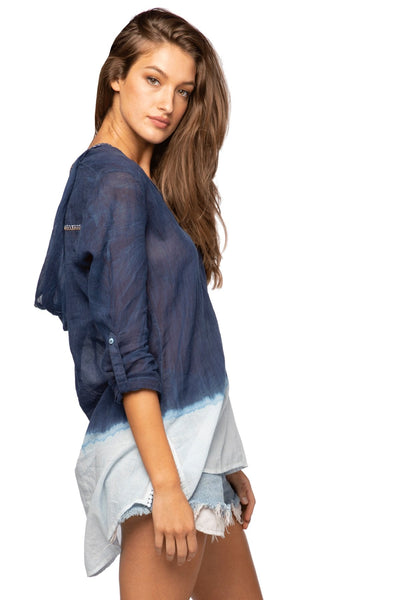 Subtle Luxury Shirts Odette Hoodie in Pigment Dip Dye and Shibori print