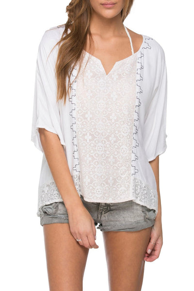 Subtle Luxury Shirts Seaside Top / XS/S / Foam/Indigo Seaside Lace Inset Top