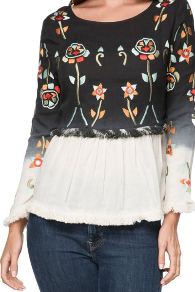 Subtle Luxury Shirts XS/S / Ombre / 100% Cotton Layla Cotton Gauze Top with Embroidery