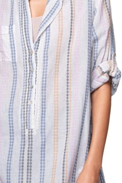 Subtle Luxury Shirts XS/S / Paradise Shells / 100% Cotton Boyfriend Shirt in Cotton Novelty Fabrics