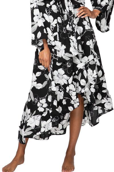 Subtle Luxury Skirt S/M / P24 Shadowed Petal Black / 100% Polyester High Low Wrap Skirt in Summer Bloom Print
