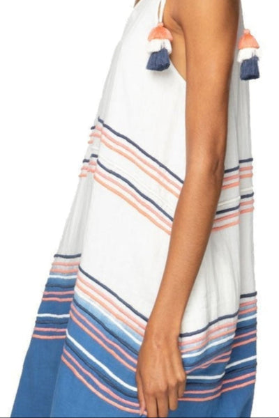 Subtle Luxury Sundress Cotton Ombre Dye with Embroidery Maxi Sun Dress