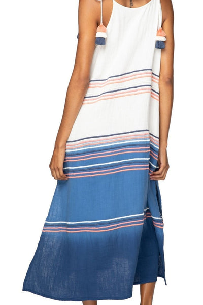 Subtle Luxury Sundress Cotton Ombre Dye with Embroidery Maxi Sun Dress