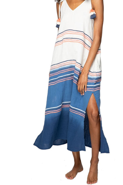 Subtle Luxury Sundress XS/S / Ombre / 100% Cotton Cotton Ombre Dye with Embroidery Maxi Sun Dress