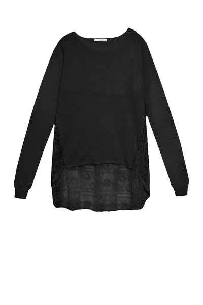 Almost Vintage Mixed Media Sweater with Mesh Cross Stitch Embroidery Backside