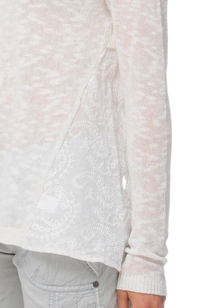 Subtle Luxury Sweater Almost Vintage Slub Knit Sweater with Embriodery Back Panel