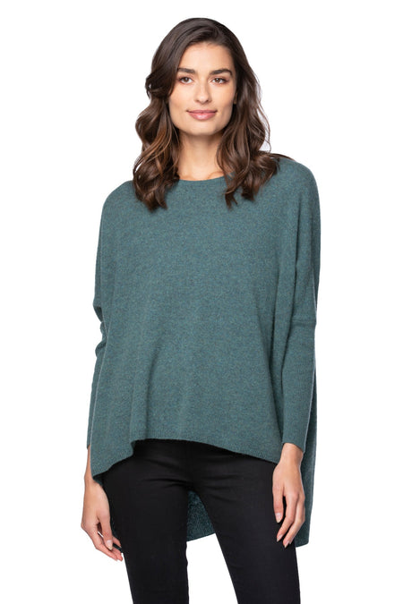 100% Cashmere Loose & Easy Crew Sweater in Majolica Blue
