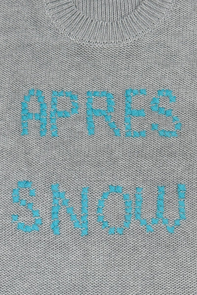 Subtle Luxury Sweater Chunky Cotton Blend Pullover Sweater- Cross Stitch "APRÈS SNOW" hand embroidery