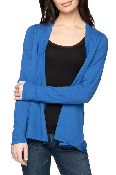 Subtle Luxury Sweater Effortless Chiffon Panel Back Sweater Knit Cardigan