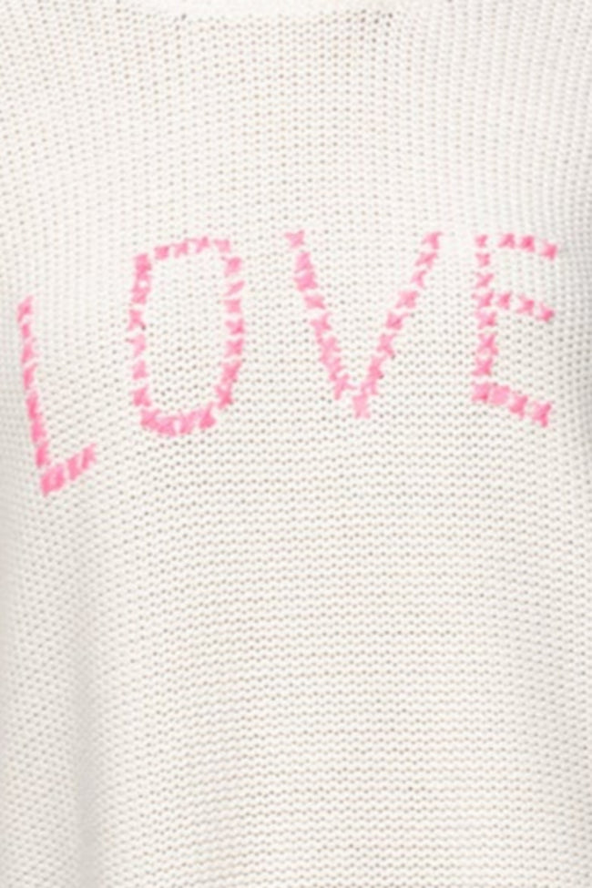 Subtle Luxury Sweater Inside Out Crew / XS/S / Ivory w/Love embroidery Inside Out Chunky Cotton Blend Pullover Sweater - Ivory with "LOVE" hand embroidery