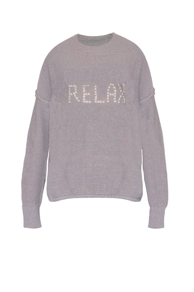 Subtle Luxury Sweater Inside Out Crew / XS/S / Sedona w/RELAX embroidery Chunky Cotton Blend Pullover - "RELAX" hand embroidery