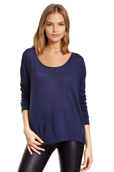 Subtle Luxury Sweater M/L / Azul Tencil ™ Cashmere Blend Drape Back Crop Crewneck Sweater