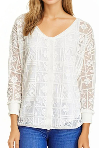 Subtle Luxury Sweater Mixed Media | Crew to V Neck Reversible Sweater in Froth