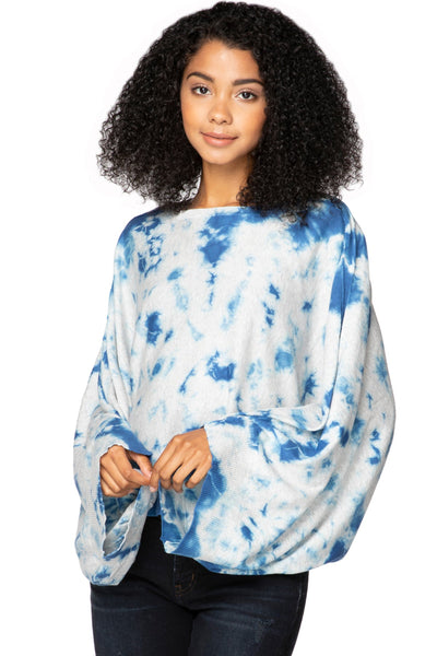 Subtle Luxury Sweater O/S / Reef Tie Dye / Zen Blend Harbor Crewneck Poncho Crop Sweater in Zen Blend