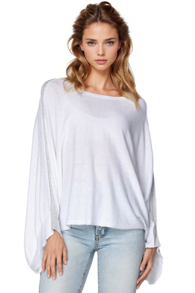 Subtle Luxury Sweater O/S / White-Surf / Zen Blend Harbor Crewneck Poncho Crop Sweater in Zen Blend