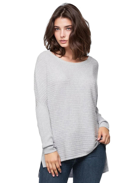 Subtle Luxury Sweater On the Horizon Sweater / S/M / Arctic Lt Grey On the Horizon Boatneck Rib Knit Novelty Sweater in Paradise Blend