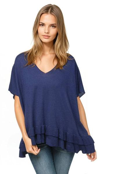 Subtle Luxury Sweater S/M / Admiral / Zen Blend Zen Blend Nora Ruffle Tunic Sweater