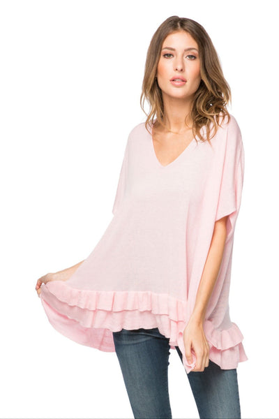 Subtle Luxury Sweater S/M / Ballet / Zen Blend Zen Blend Nora Ruffle Tunic Sweater