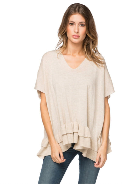 Subtle Luxury Sweater S/M / Sand / Zen Blend Zen Blend Nora Ruffle Tunic Sweater