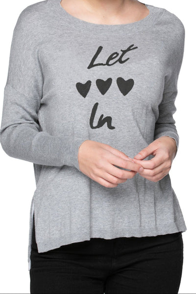 Subtle Luxury Sweater S/M / Smoke-Black / Let Love In Zen Jane Drop Shoulder Crew "Let Love In" Embroidery