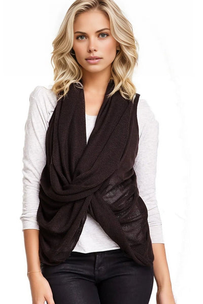 Subtle Luxury Sweater S/M / Truffle Tencil Cashmere 3-way Drape Vest in Truffle