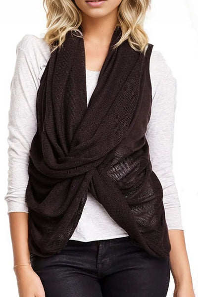 Subtle Luxury Sweater S/M / Truffle Tencil Cashmere 3-way Drape Vest in Truffle