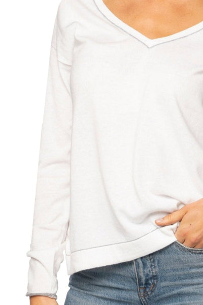 Subtle Luxury Sweater S/M / White/Smoke / Zen Blend Zen Blend Julia Contrast Sleeve Pullover Sweater