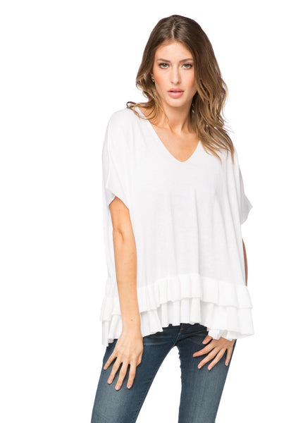 Subtle Luxury Sweater S/M / White / Zen Blend Zen Blend Nora Ruffle Tunic Sweater