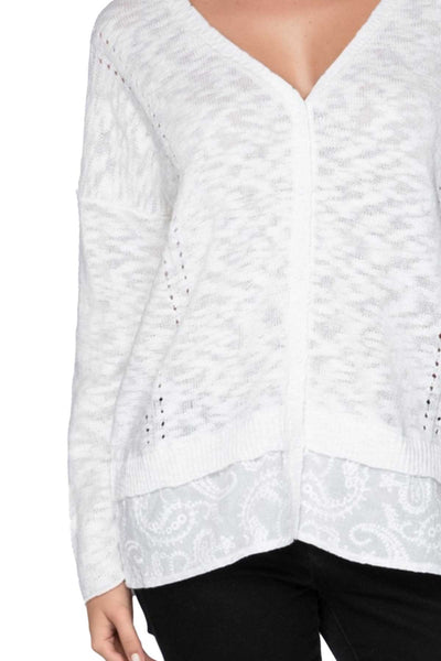 Subtle Luxury Sweater Slub Serenity Knit Sweater Mixed Media Cardigan