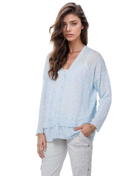 Subtle Luxury Sweater Slub Serenity Knit Sweater Mixed Media Cardigan