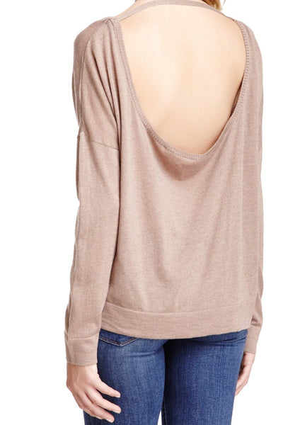 Subtle Luxury Sweater Tencil ™ Cashmere Blend Drape Back Crop Crewneck Sweater