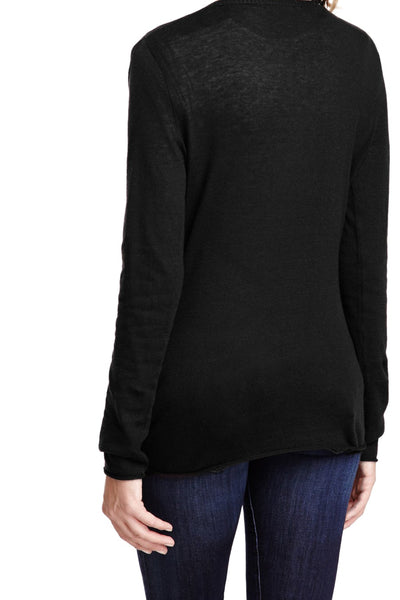Subtle Luxury Sweater V-Neck Sweater | Open Knit Stitch Sheer Front | Tencil - Cashmere Blend Knit