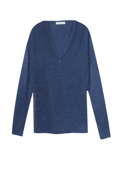 Subtle Luxury Sweater V-Neck Sweater | Open Knit Stitch Tencil - Cashmere Blend Knit