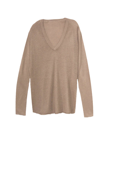 Subtle Luxury Sweater V-Neck Sweater | Open Knit Stitch Tencil - Cashmere Blend Knit