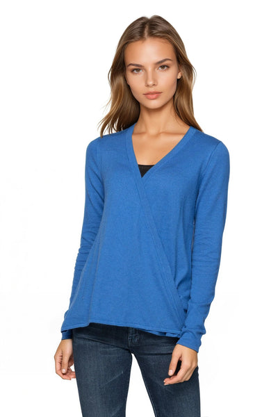 Subtle Luxury Sweater XS/S / Mykonos Effortless Silk Chiffon Panel Back Sweater Knit 2-Way Cardigan Wrap