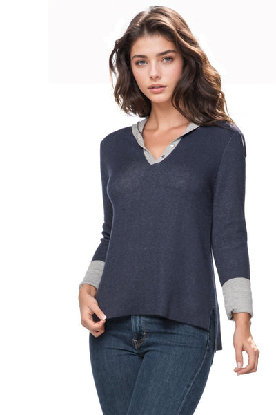 Subtle Luxury Sweater XS/S / Night/Smoke / Zen Blend Zen Elaine Contrast Cuffed Hoodie Sweater