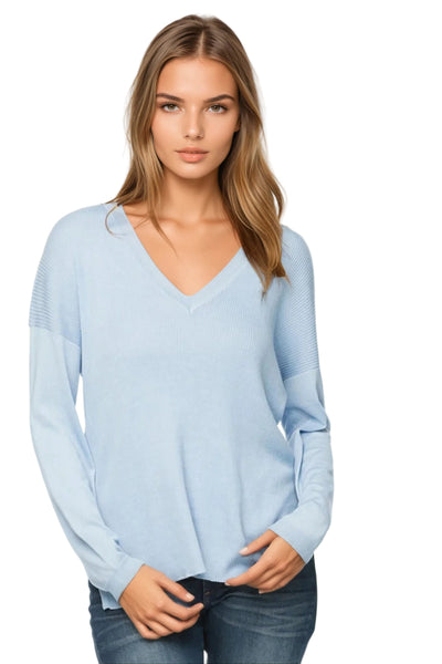 Subtle Luxury Sweater XS/S / Sail / Zen Blend Zen Blend Emma Textured V-neck Pullover Sweater