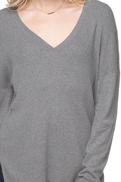 Subtle Luxury Sweater XS/S / Smoke / Zen Blend Zen Blend Emma Textured V-neck Pullover Sweater