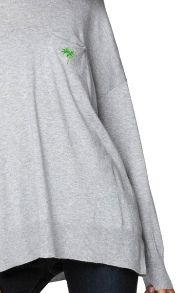 Subtle Luxury Sweater XS/S / Surf / Neon Green Palm Tree Zen Patricia Pocket Pullover Sweater with Palm Embroidery