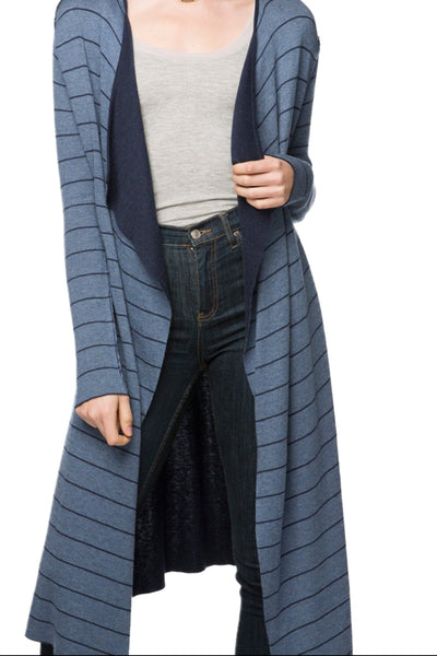 Subtle Luxury Sweater XS/S / Tide-Cosmic / Zen Blend London Reversible Striped Knit Duster Sweater Coat