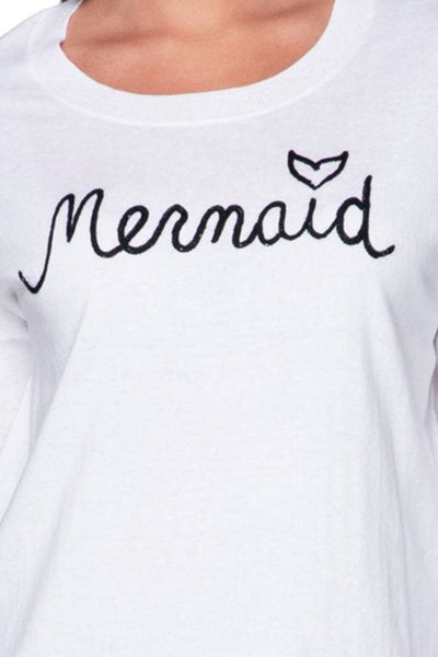 Subtle Luxury Sweater Zen Jane Drop Shoulder Crew in "Mermaid" Embroidery